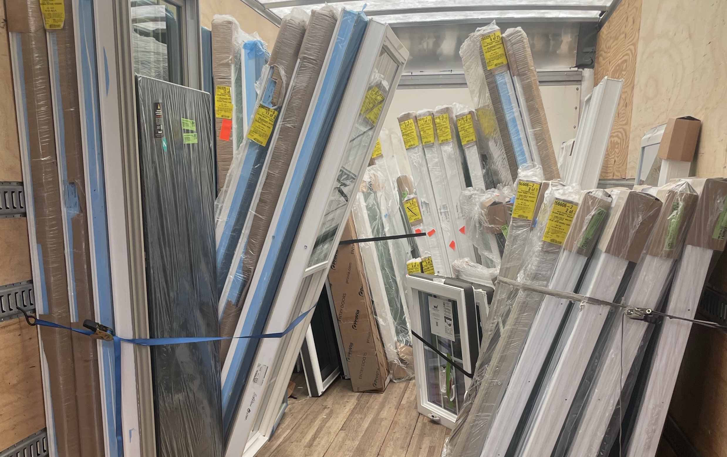 windows in the back of ReStore donation truck